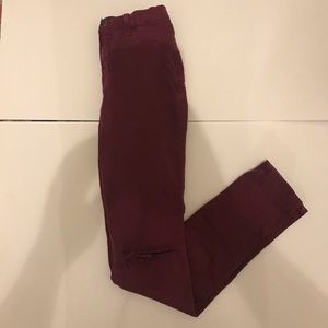 FASHION NOVA BURGUNDY DISTRESSED JEANS